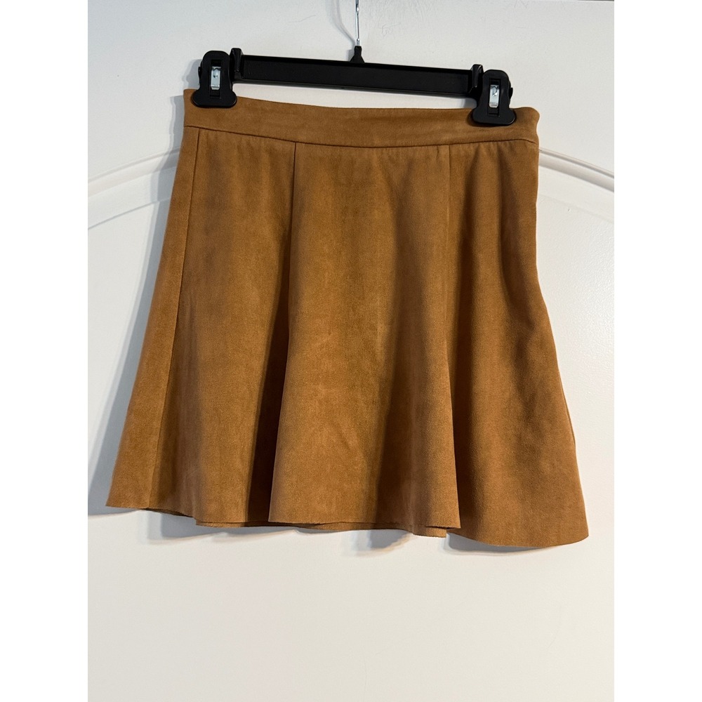 Level 99 Skirt 24 Camel Tan Faux Suede A-Line Mini Boho Western Retro 70s